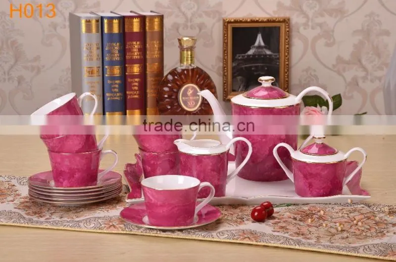 unique design green color with gold-rim bone china cup 220ml tea cup with saucer