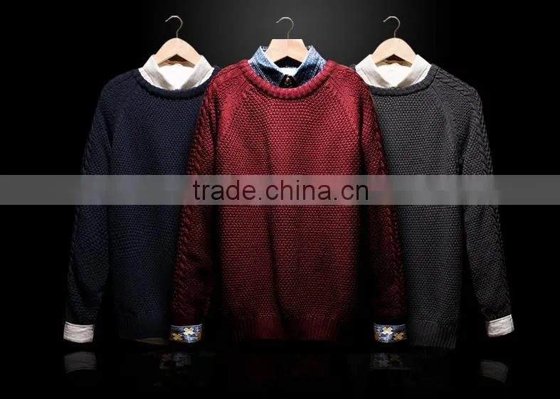 2015 mens winter warm keeping colorful pullover thick sweater