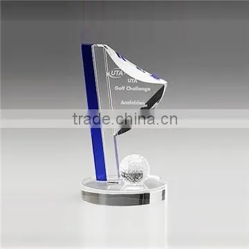 Wholesale New Design cheap crystal glass golf trophy awards for golf club souvenir