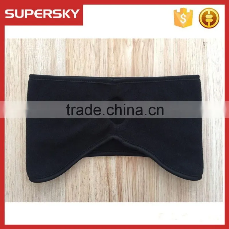 C1286 Black custom sports fleece headband with embroidered logo winter outdoor polar fleece ear warmer women ponytail headband