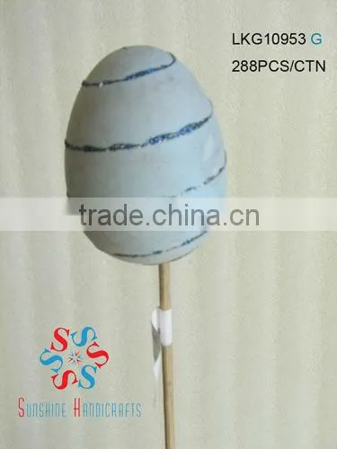 2014 Hot Sale Artificial Polyster Easter Egg With Stem For Christmas And Home Decoration