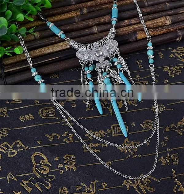 Wholesale multi layer bead necklace/tassel necklace pendant bead beaded fringe turkish