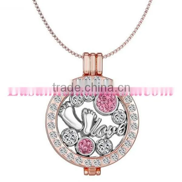 Latest design crystal locket pendant necklace