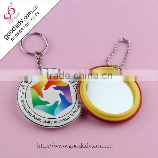 Salable promotional pocket tinplate mirror keychain