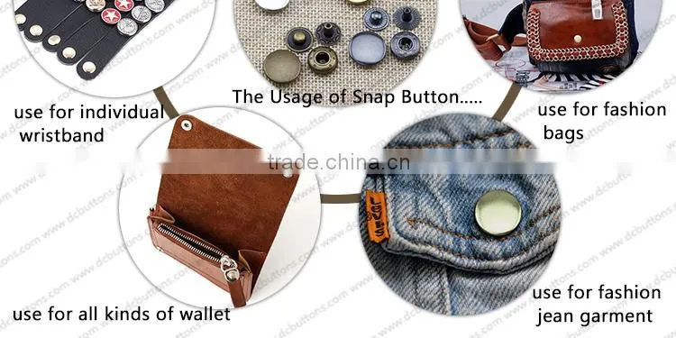 Gun metal garment accessory custom logo snap button for leather jacket