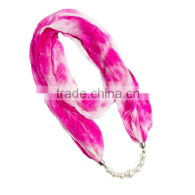 Spring fashion personalized infinity scarf with pearl beads chain for women