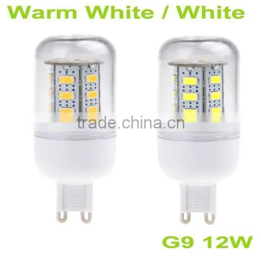High Luminous 220V G9 Socket 12W 24 5730 SMD LED Corn Light Bulb Lamp White Light and Warm White Light