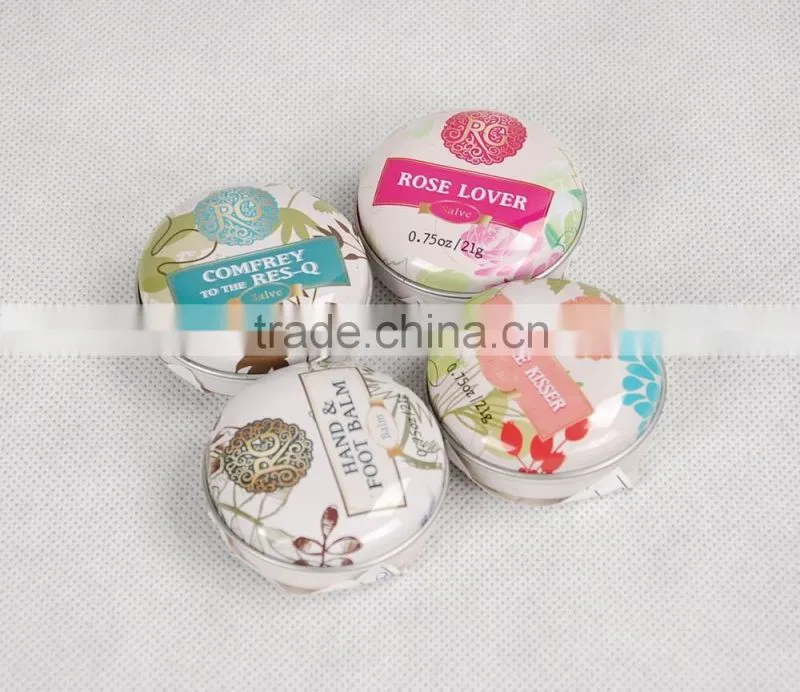 High-end metal round shape small balm tinplate packing box for Gift packing
