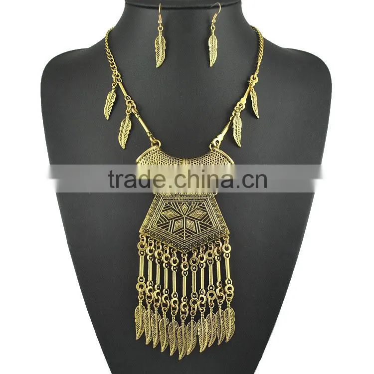 long leaf italian 18k gold plated jewelry set, set jewelry