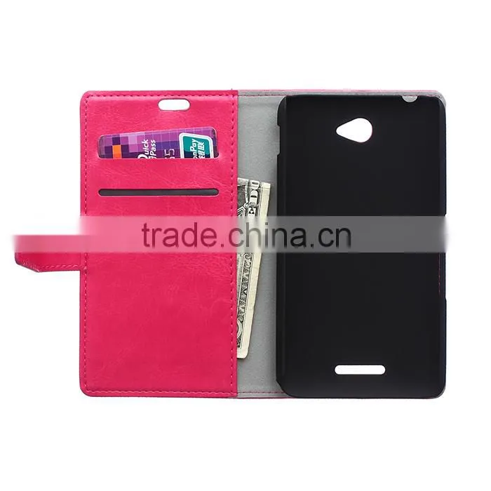 Wholesale Flip Cover Leather Case For Sony E4,For Sony E4 Book Cover Stand Case