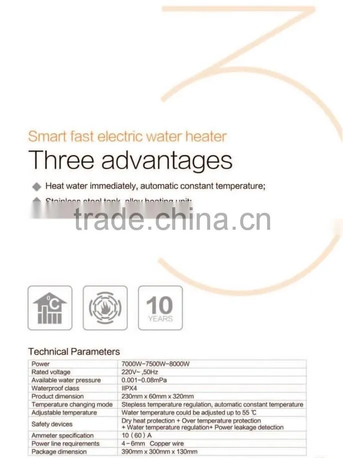 new style 8000w instant type fast electric water heater