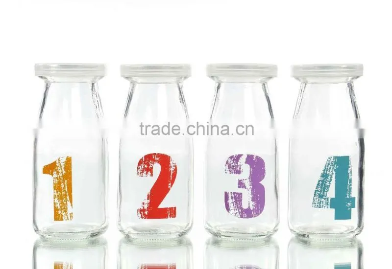 Small Colored Pudding Glass Milk Bottle