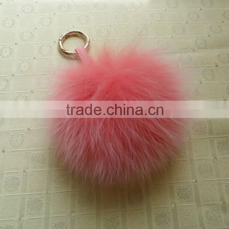 Wholesale Fox Fur Pom poms with Keychain