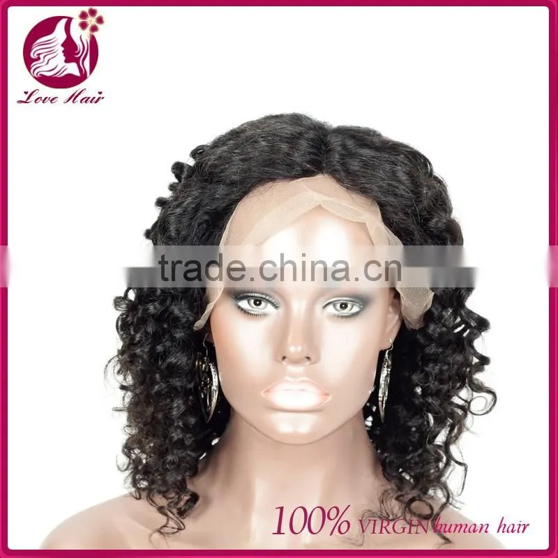 High quanlity lace wig human hair virgin mongolian lace fabric wholesale human jerry curl hair wigs for black women
