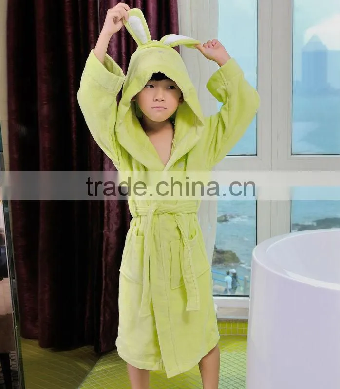 wholesale satin robe microfiber funny kids bathrobe with hooded