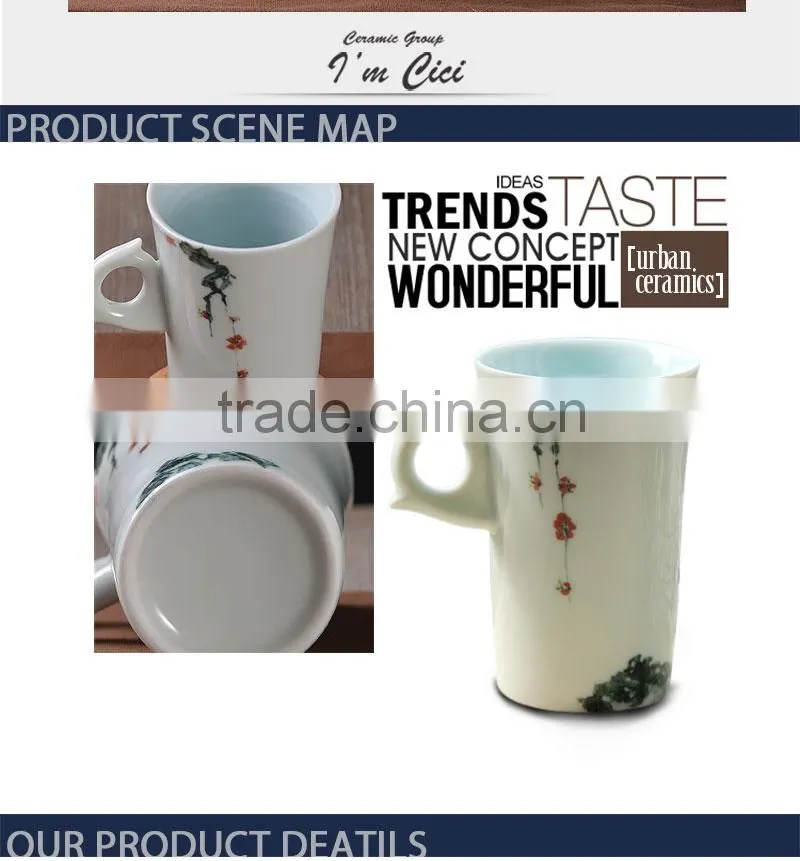 Factory direct top sale souvenir promotion gift ceramic hand made cup and wood lid CC-C049