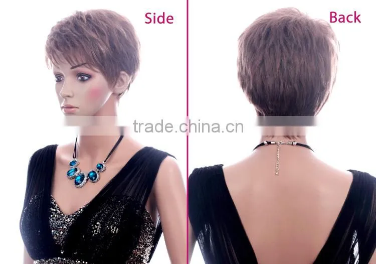 High density cheap synthetic women short bobo wig brown china wig supplier