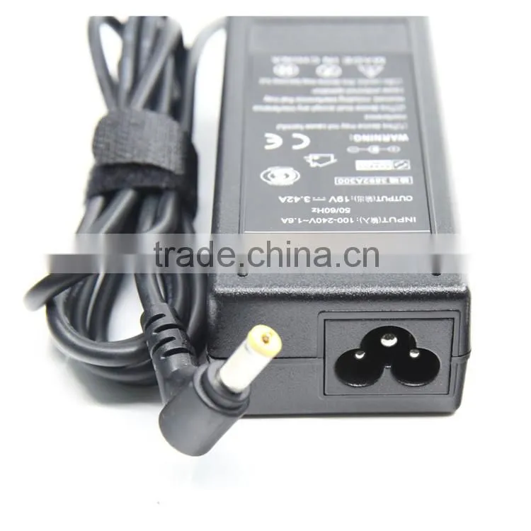 19V 3.42A 5.5x1.7MM Yellow Tip Laptop AC 110v to 240v Adapter