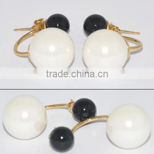 Fashion Stainless Steel Pearl Earring with Diamond Jewellery