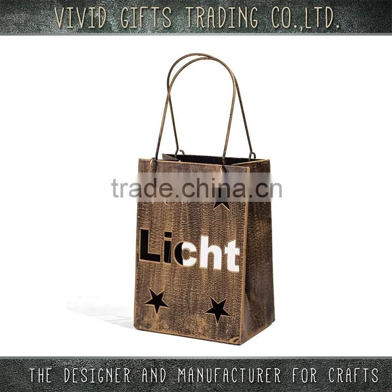 Good idea of metal bag candle holder in home decoration
