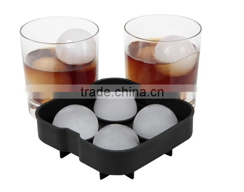 Hot Selling 4 cavities round silicone ice ball mold