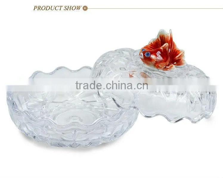 RORO gold fish enamel crystal glass candy holder
