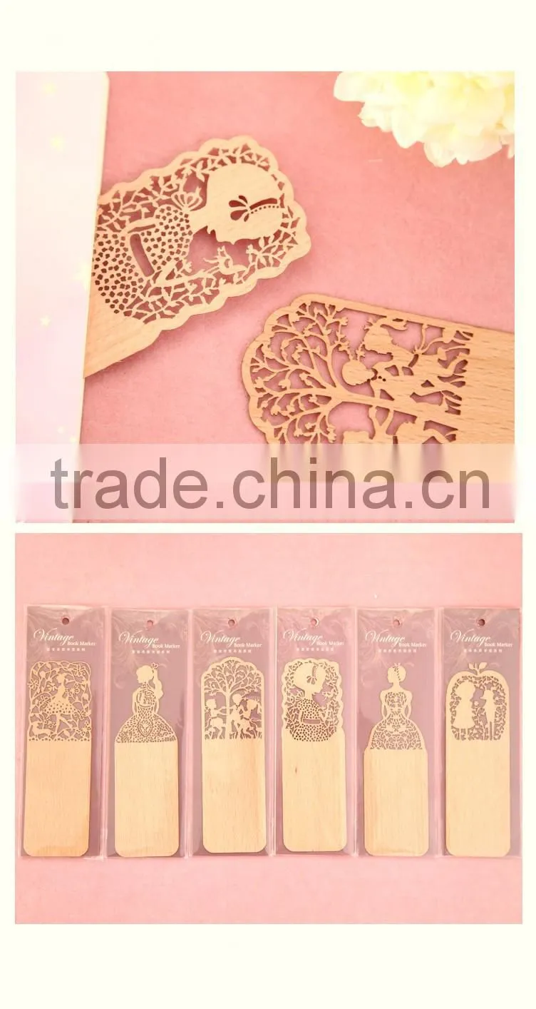 2016 New Promotional Gift Creative Stationery Hollow Out Ultra-thin Wooden Bookmark