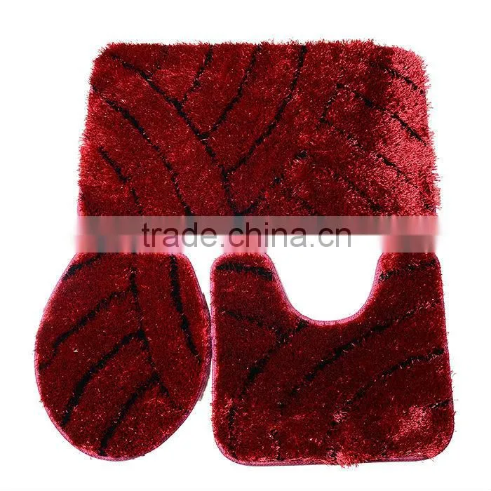 polyester shaggy 3 piece bath mat set