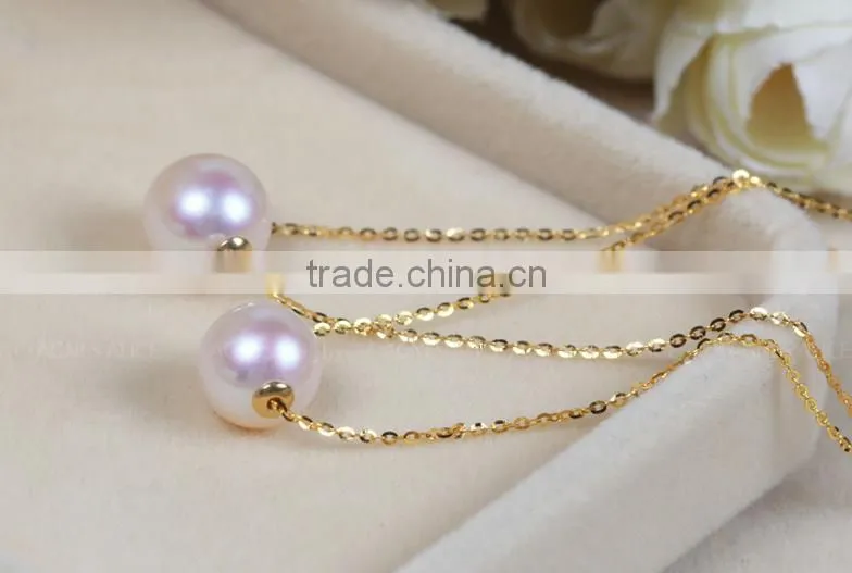 8-8.5mm AAA natural white 18k gold pearl pendant, pearl pendant designs gold, akoya pearl pendant