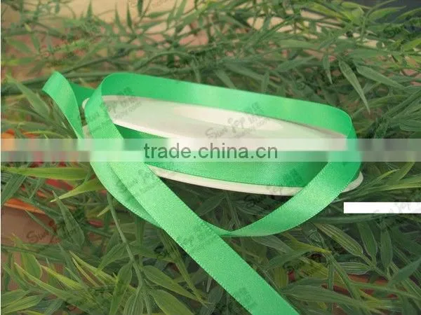 Polyester 3/8'' wde single face green ribbons