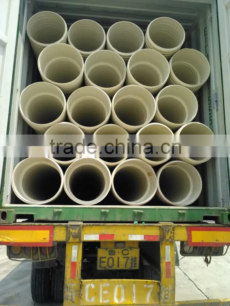 Shandong double wall sewer pipe PVC corrugated drainage pipe