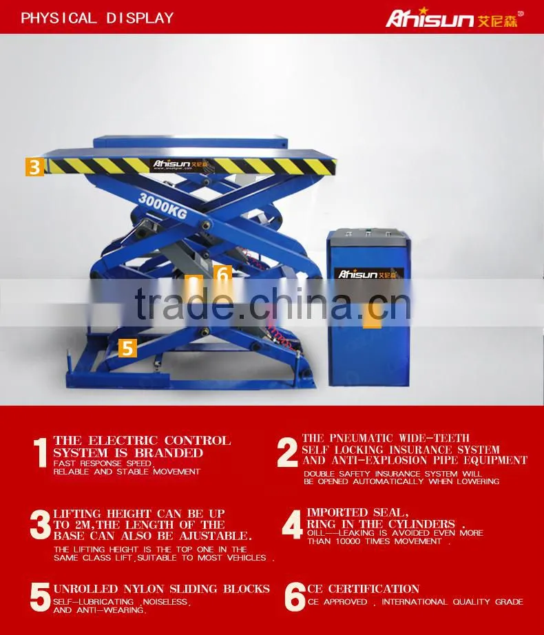 Hydraulic underground scissor car hoist lift price for garage equipments