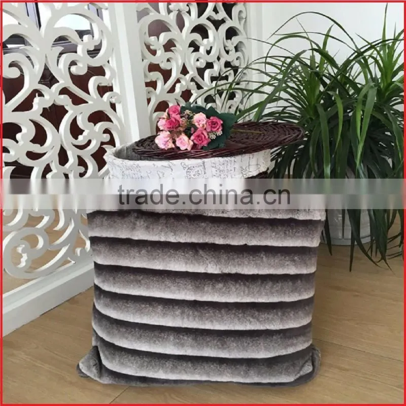 YBW Home Plush Striped Parttern Faux Rabbit Fur Throw Blanket
