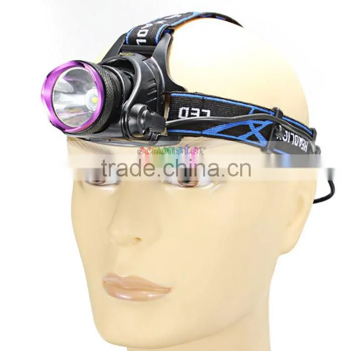 1-bulb 3 Modes Waterproof LED Headlamp LED Headlight Purple & Black