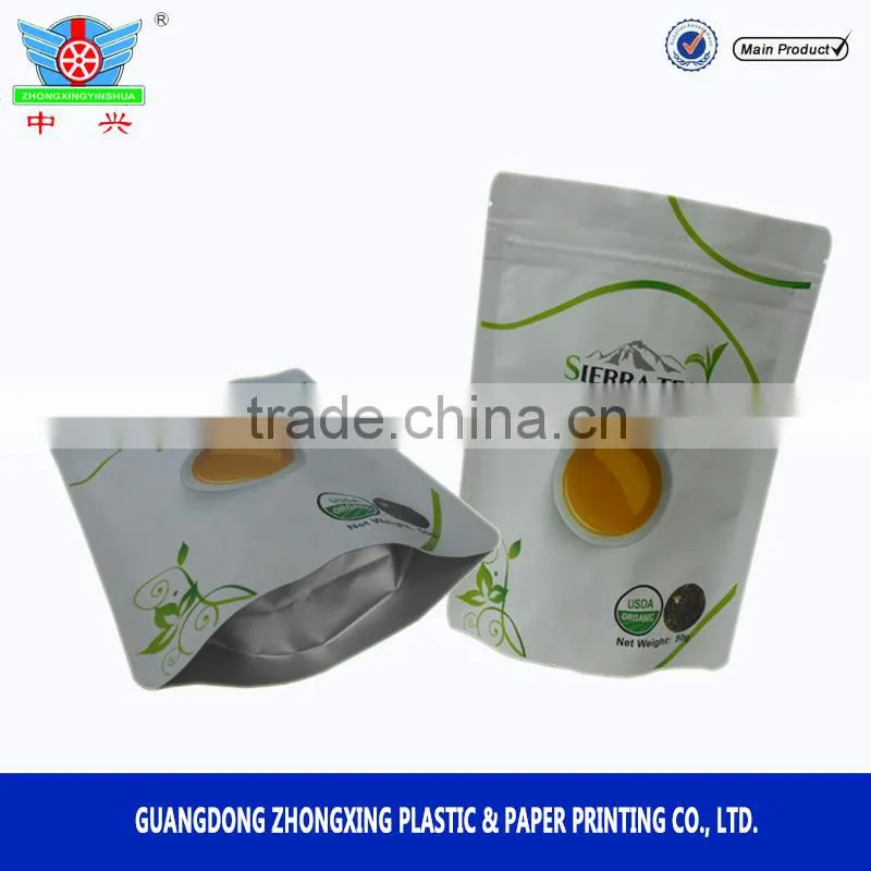 food grade high quality laminated standing plastic tea pouch bag