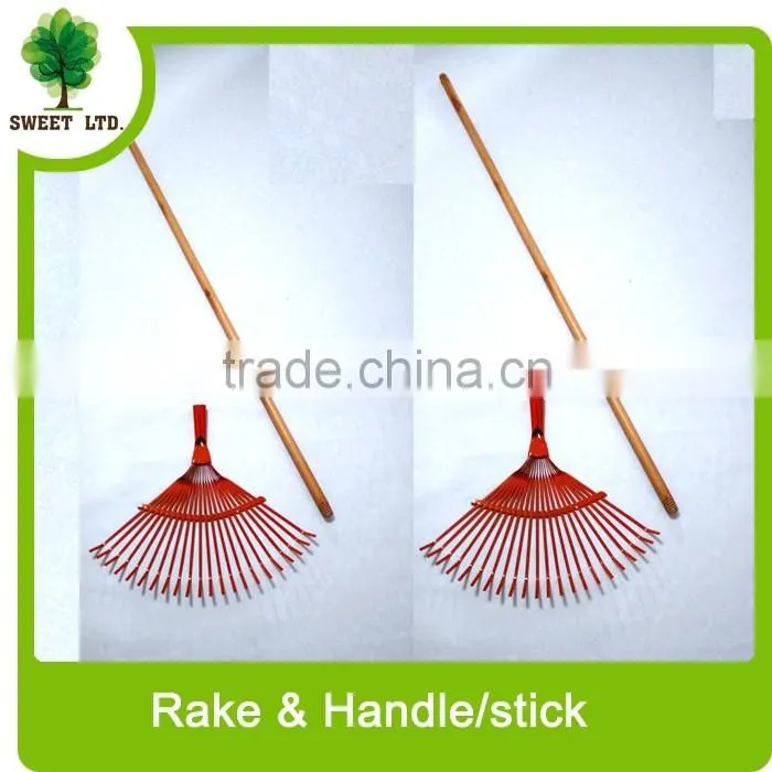 Hot sales plastic leaf rake heads / plastic rake with wooden stick
