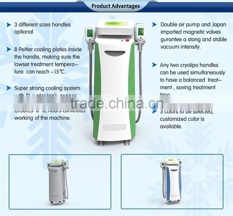 CE / FDA approved 2 cryo handles cellulite lipo slim cellulite reduction fat freezing liposuction machine