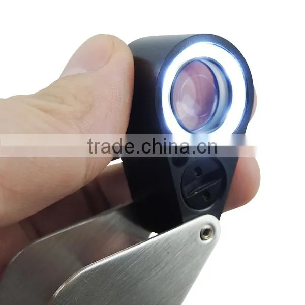 Mini 30X Jeweler Loupe Magnifier + LED & UV light 21mm lens Jewel Identifier Tool