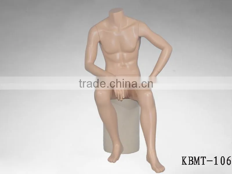 Skin Color Sitting Male Headless Mannequin Suitable For Retail Window Display