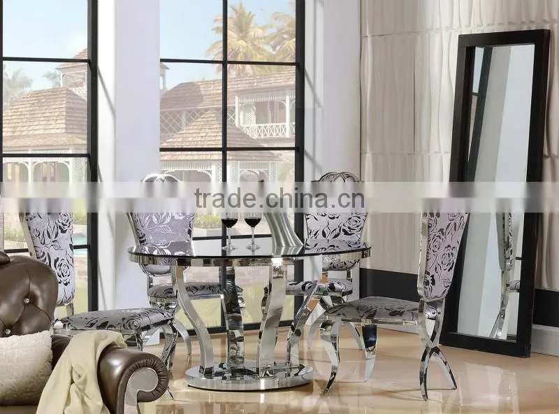 Promotion Modern dinning room furniture restaurant round glass table and chair AH6667-2