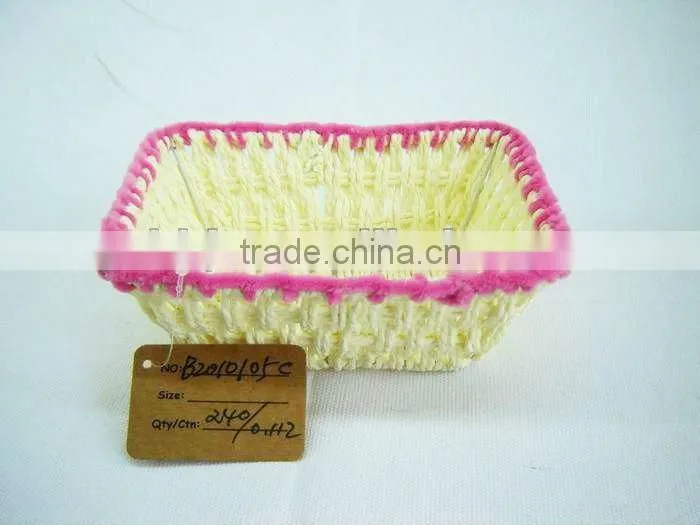Paper rope woven iron frame storage gift basket