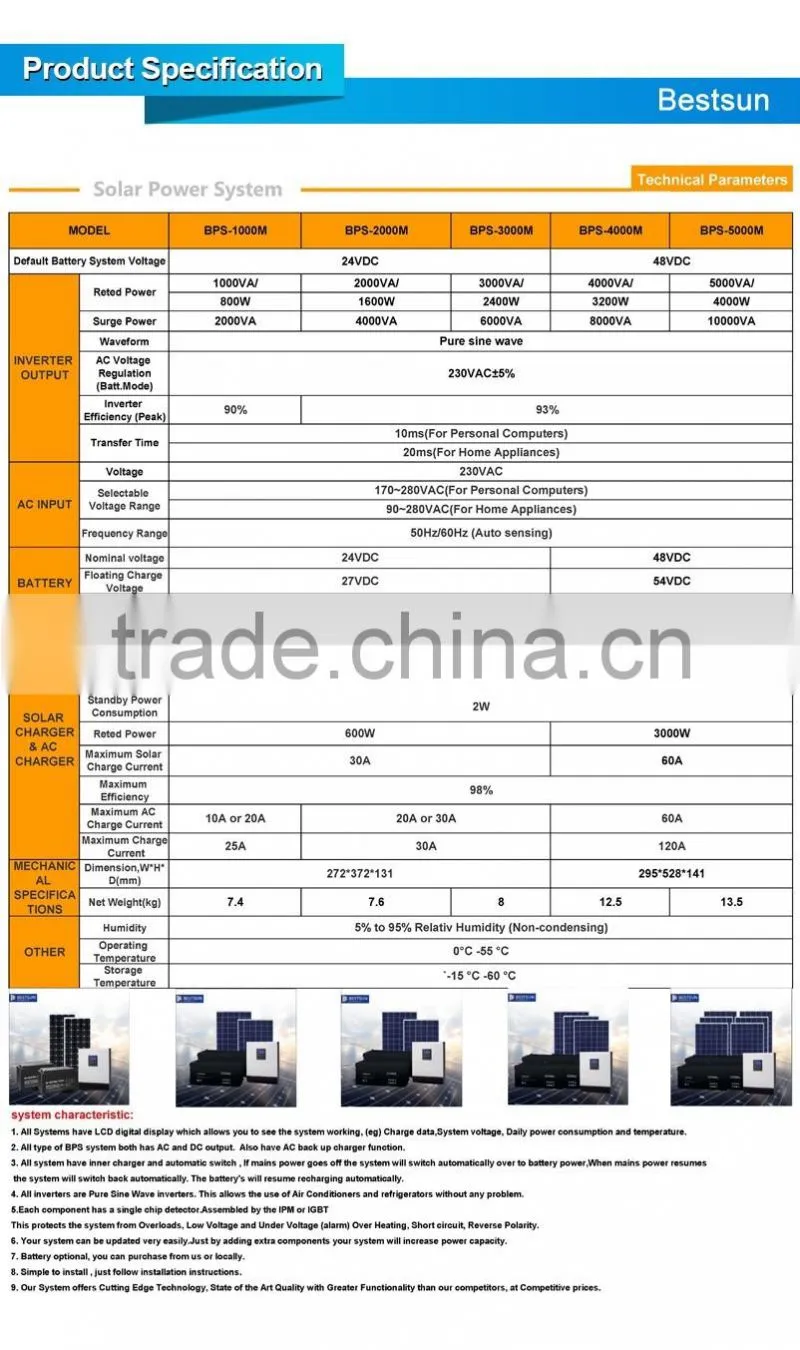 BESTSUN Acesum msw power inverter 24vdc to 220vac 3500W