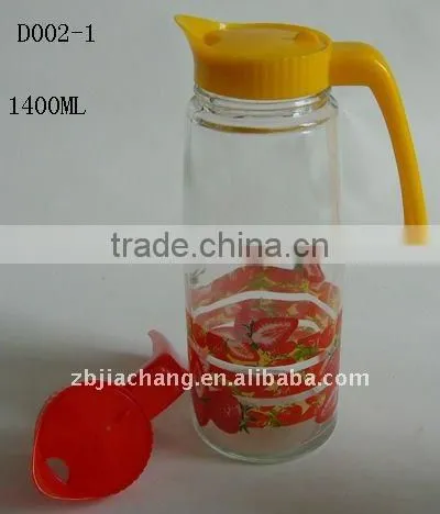 1400ml glass juice jug with plastic lid D002-1