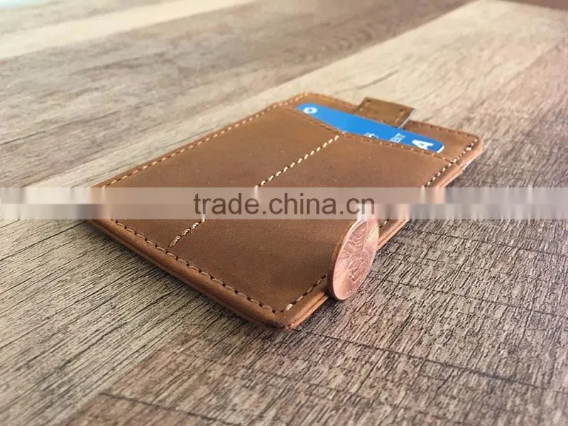 Card Sleeve Slim Wallet full grain leather Front Pocket RFID Blocking Minimalist Card Holder