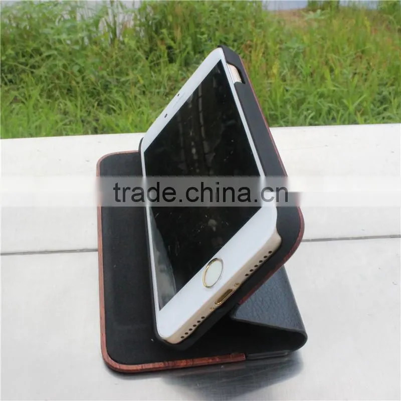 Classical Chinese walnut/bamboo/rosewood/cherry card bumper/pocket cell phone case for Iphone 7
