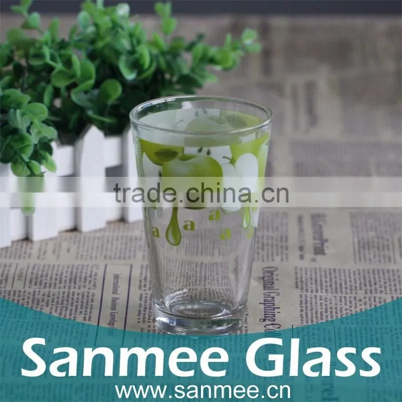 Manufacture Cheap Printed Glass Tea Tumbler Quality Round Glass Cup