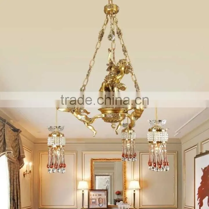 New Arrival Classic European Baroque Style Antique Golden Brass Pendant Light, Chandelier for Bedroom BF12-05254h