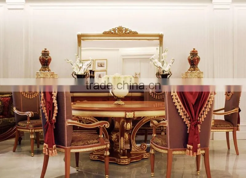 Exquisite Luxury European Imperial Handmade Round Dining Table with Beautiful Floral Table Top BF12-04254c