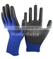 NMSAFETY 13 gauge black pu labor gloves black knitted pu palm coated gloves