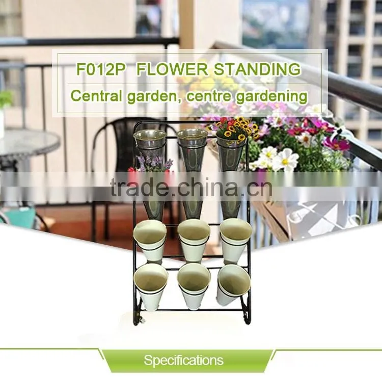 metal garden flower stand with 12 pots
